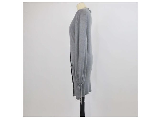 Cardigan largo Mulberry en mezcla de seda gris - vista 2