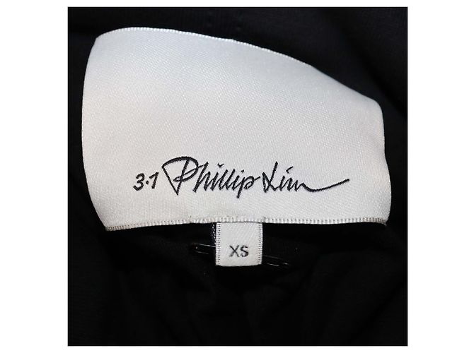 3.1 Phillip Lim Falda de encaje de algodón negra Vestido midi con capucha Negro - vista 5