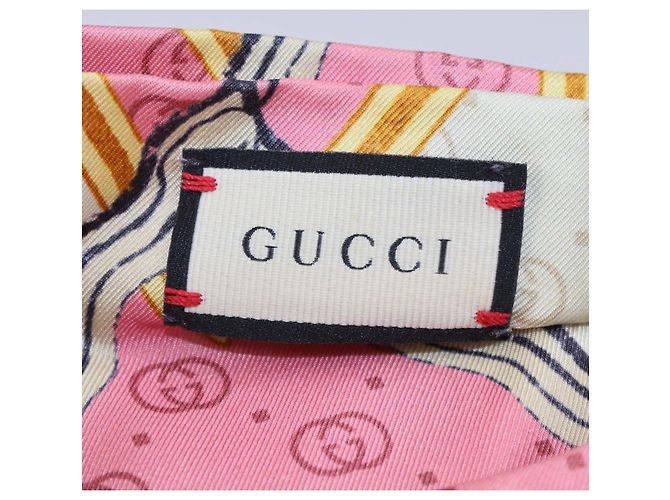 Fascia Gucci in seta multicolore con stampa serpente - vista 5
