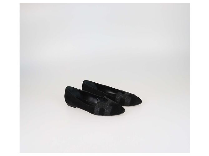Hermès Ballerine Hermes Black Suede Crystal Powder Nice Nero - vista 2