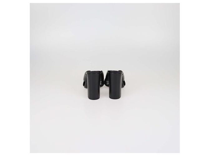 Mules slide Bianca in pelle nera con nodo Saint Laurent Nero - vista 5