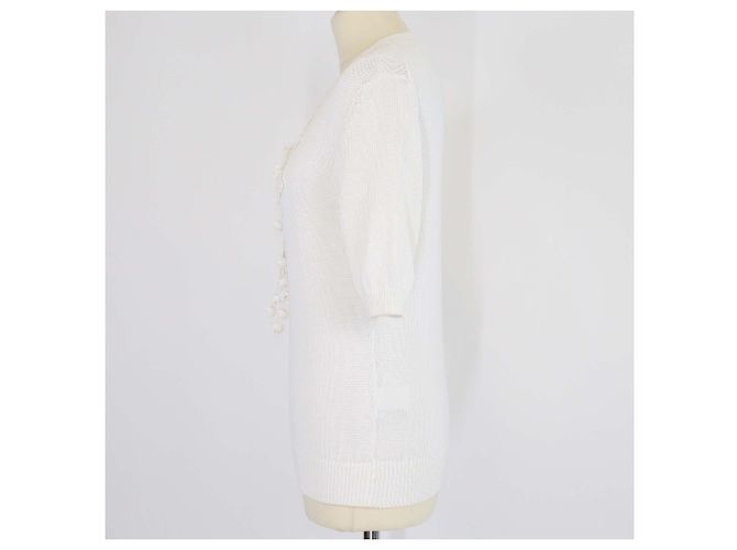 Top de manga corta de punto en mezcla de algodón Off White de Loewe con cuello redondo Blanco roto - vista 2