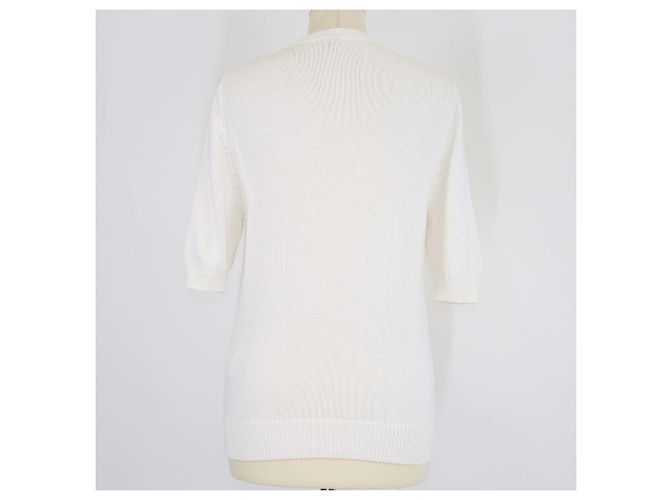 Top de manga corta de punto en mezcla de algodón Off White de Loewe con cuello redondo Blanco roto - vista 3