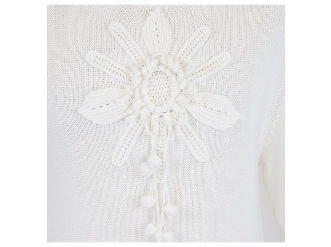 Top de manga corta de punto en mezcla de algodón Off White de Loewe con cuello redondo Blanco roto - vista 4