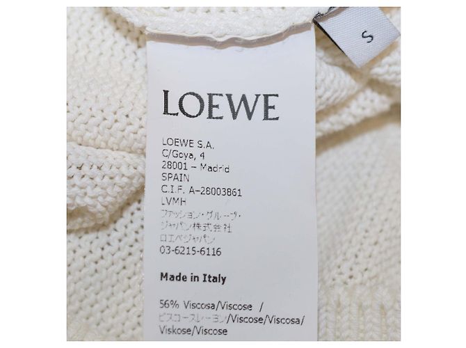 Top de manga corta de punto en mezcla de algodón Off White de Loewe con cuello redondo Blanco roto - vista 6
