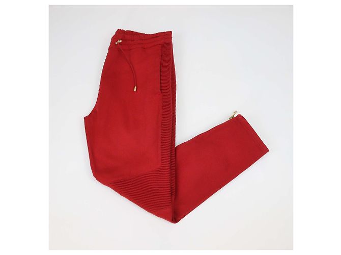 Pantalones de chándal Balmain de algodón rojo con cordón Roja - vista 3