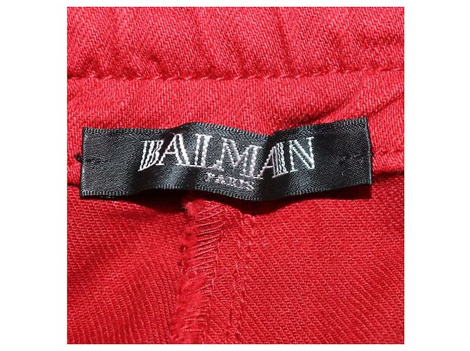Pantalones de chándal Balmain de algodón rojo con cordón Roja - vista 5
