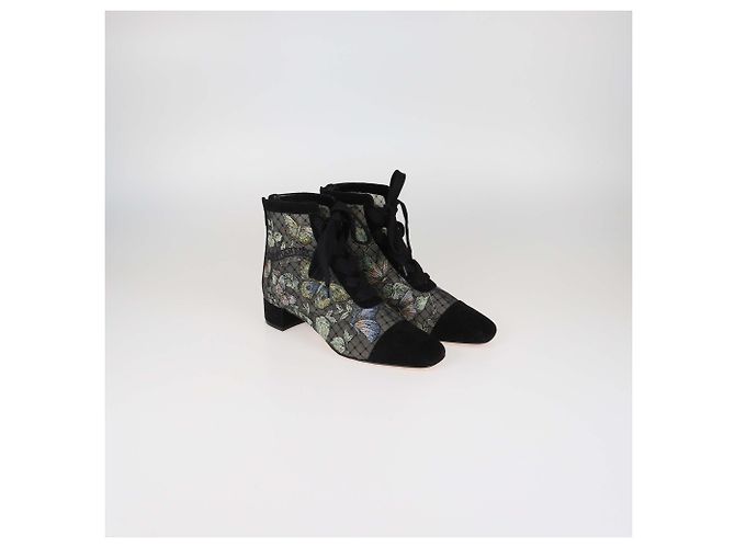 Stivaletti Christian Dior Naughtily D in pizzo nero e camoscio - vista 2