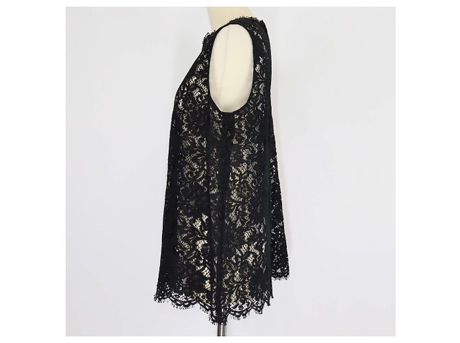 Top sin mangas de encaje floral de algodón mezclado negro Dolce & Gabbana - vista 2