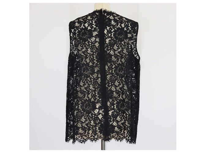Top sin mangas de encaje floral de algodón mezclado negro Dolce & Gabbana - vista 3