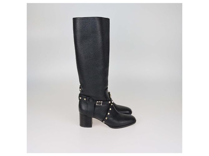 Botas Rockstud de cuero negro con hebilla de Valentino - vista 3