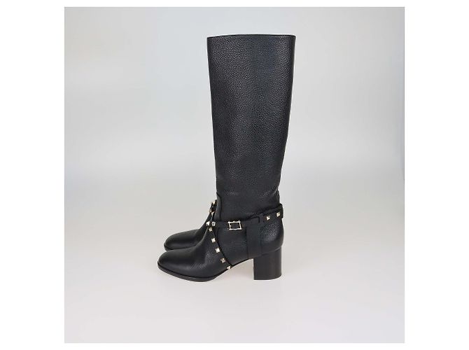 Botas Rockstud de cuero negro con hebilla de Valentino - vista 4