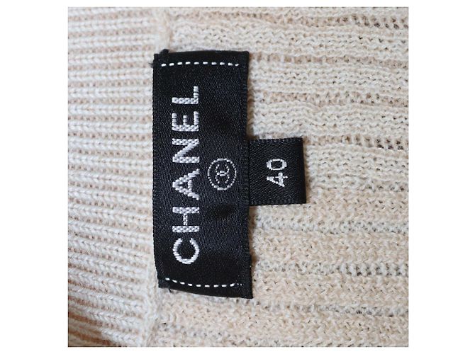 Chanel Mini-Kleid aus Wollmisch-Strick in Beige mit Rundhalsausschnitt - Ansicht 5