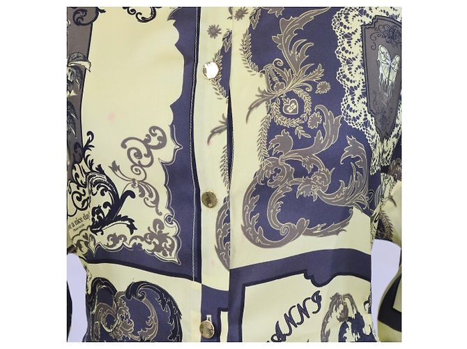 Ganni Camisa de manga larga Gianni Versace de seda estampada en negro/dorado con lazada trasera - vista 4
