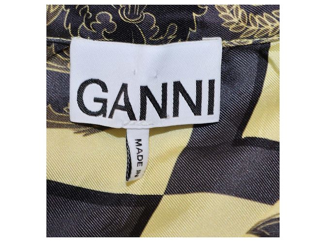 Ganni Camisa de manga larga Gianni Versace de seda estampada en negro/dorado con lazada trasera - vista 5