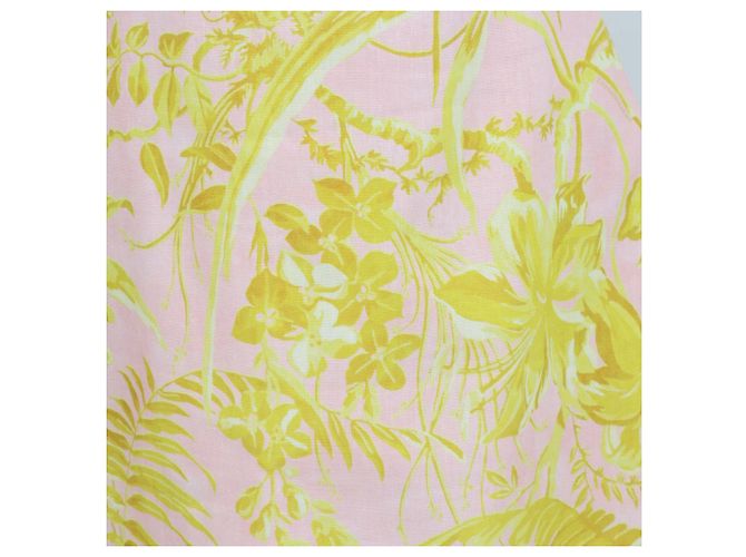 Mini abito Zimmermann Rosa/Giallo in lino floreale con volant e cut-out - vista 4