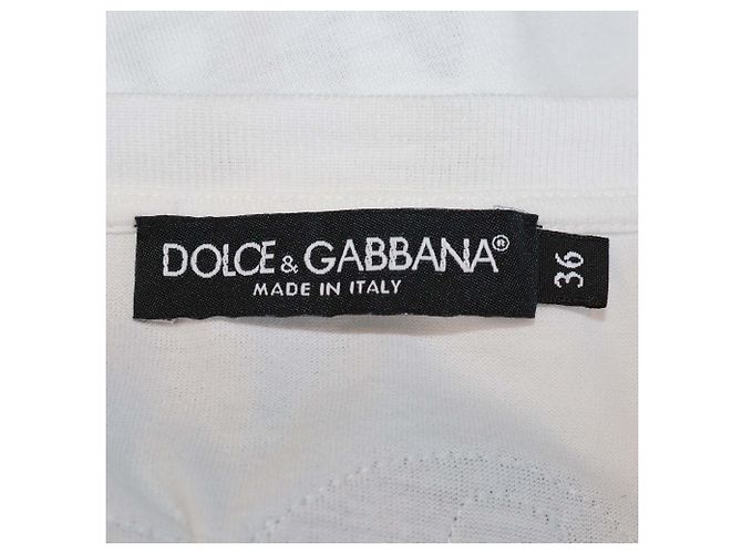 Camiseta Dolce & Gabbana de algodón blanco con estampado y strass - vista 5