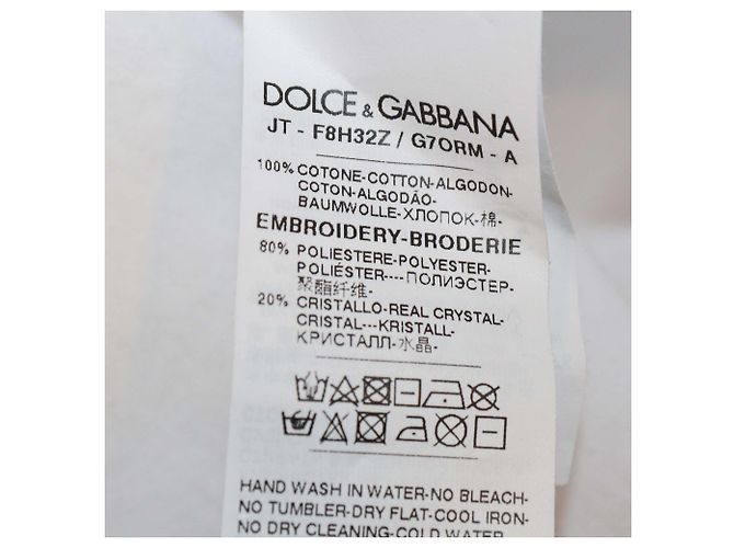 Camiseta Dolce & Gabbana de algodón blanco con estampado y strass - vista 6