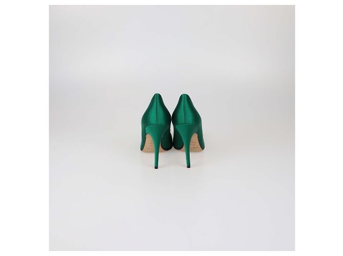 Décolleté in raso verde con cristalli Sergio Rossi - vista 5