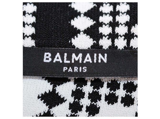 Conjunto de Body e Saia em Jacquard de Viscose Blend Mosaico Preto/Branco Balmain - vista 6