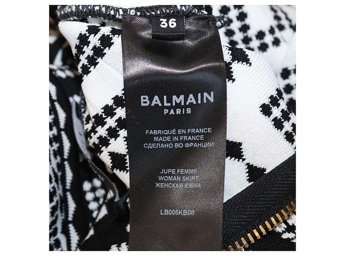 Conjunto de Body e Saia em Jacquard de Viscose Blend Mosaico Preto/Branco Balmain - vista 7