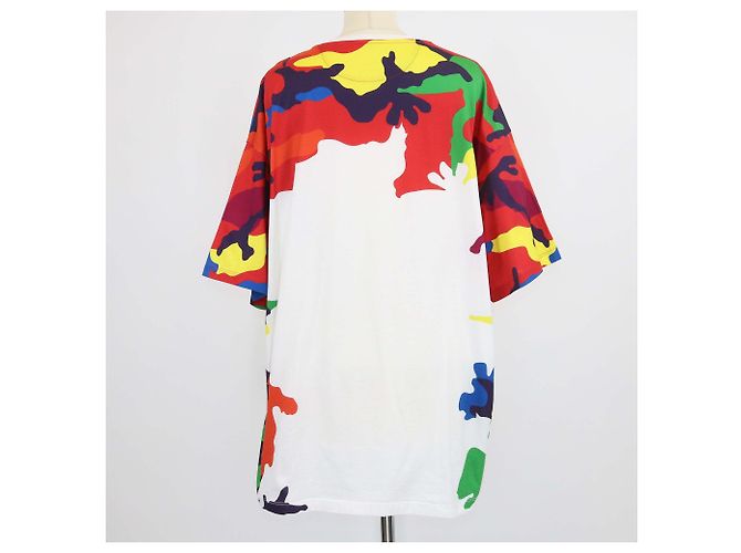 T-shirt Valentino in cotone multicolore con stampa CAMOU7 Bianco - vista 3