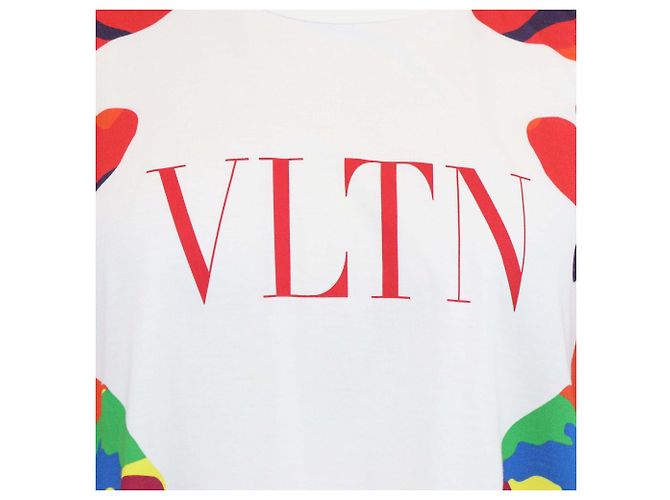 T-shirt Valentino in cotone multicolore con stampa CAMOU7 Bianco - vista 4