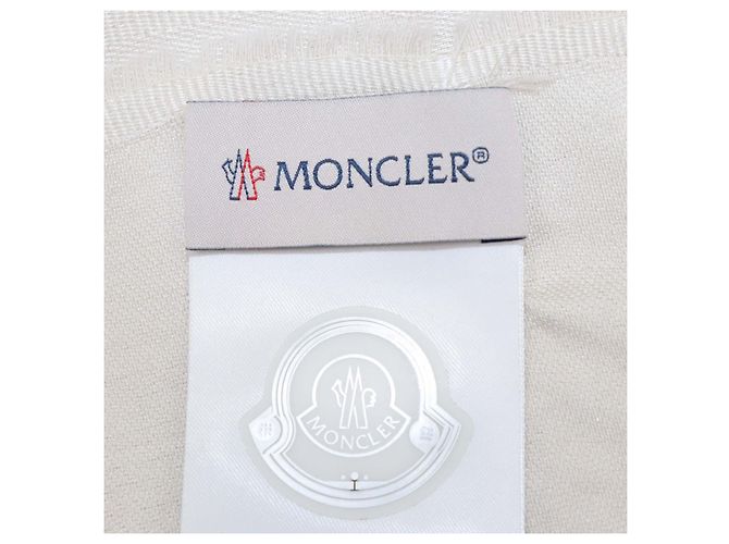 Sciarpa in lana e seta jacquard Off White Moncler Bianco - vista 4