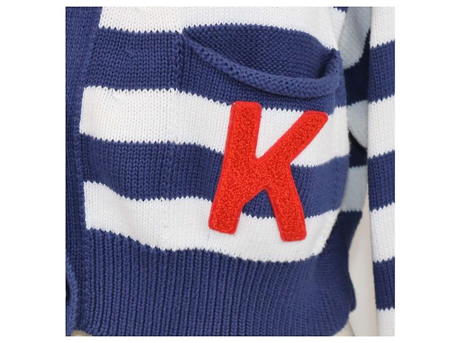 Cárdigan corto Kenzo de algodón con rayas náuticas azul/blanco - vista 4