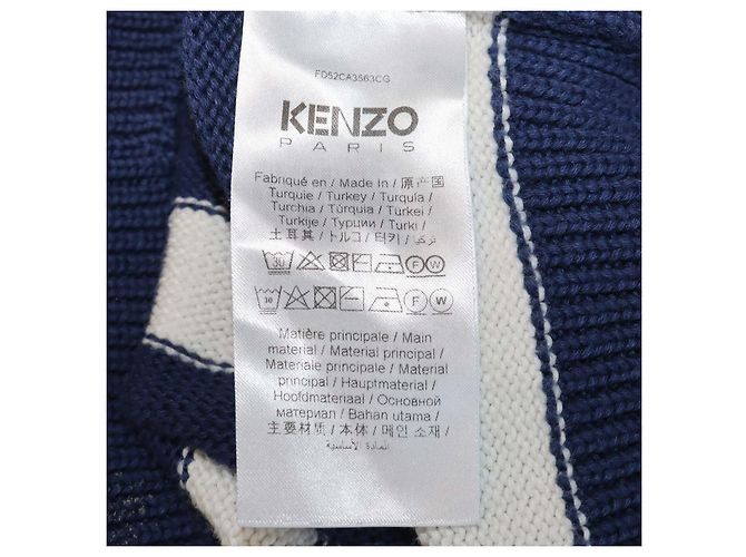 Cárdigan corto Kenzo de algodón con rayas náuticas azul/blanco - vista 6