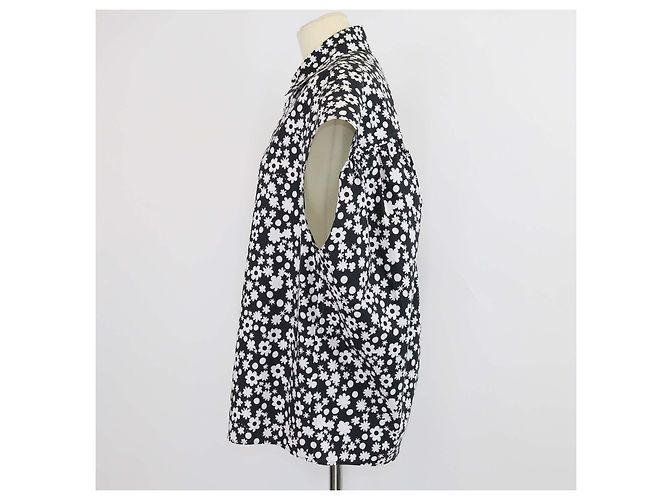 Camisa sin mangas Marni de algodón floral blanco/negro - vista 2