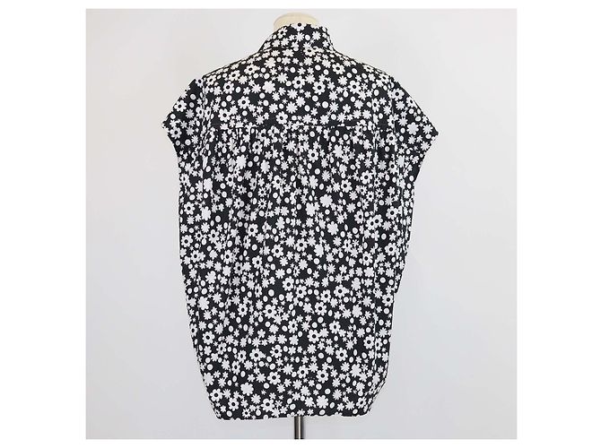 Camisa sin mangas Marni de algodón floral blanco/negro - vista 3
