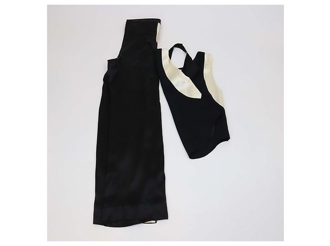 Conjunto de top com decote drapeado e recortes e calças em mistura de viscose preto Lanvin - vista 2