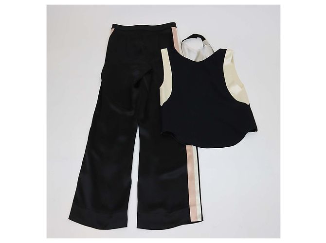 Conjunto de top com decote drapeado e recortes e calças em mistura de viscose preto Lanvin - vista 3
