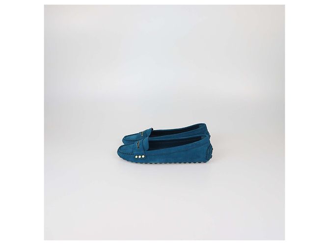 Mocassini in camoscio blu teal Louis Vuitton - vista 4