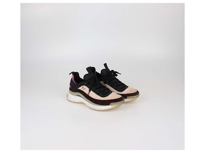 Sneakers basse Chanel Multicolor in camoscio trapuntato e tessuto CC Multicolore - vista 2
