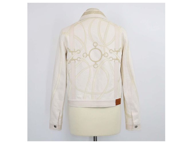 Hermès Hermes Naturel Denim Bestickte Jacke Beige - Ansicht 3