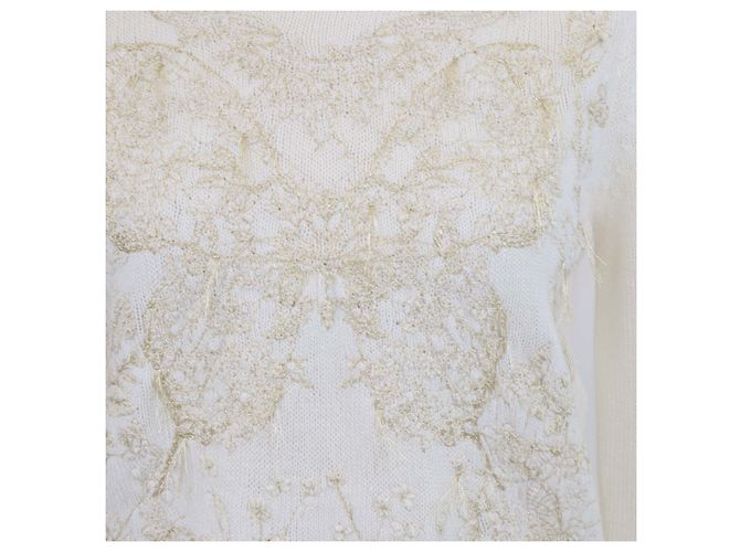 Christian Dior cremefarbener Kaschmirpullover mit Schmetterlingsstickerei Roh - Ansicht 4