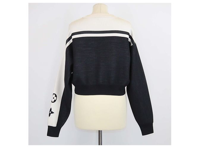 Louis Vuitton Crop-Pullover aus Jersey-Strick in Schwarz/Weiß mit Logo-Detail - Ansicht 3
