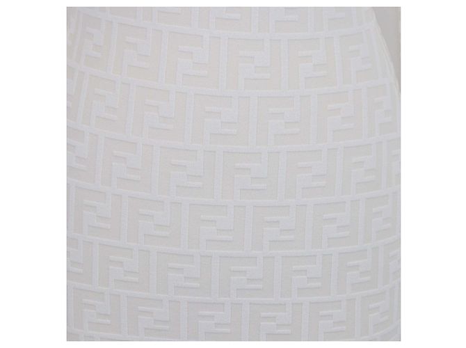 Fendi Off White FF Strick-Bodycon-Midikleid mit langen Ärmeln Aus weiß - Ansicht 4