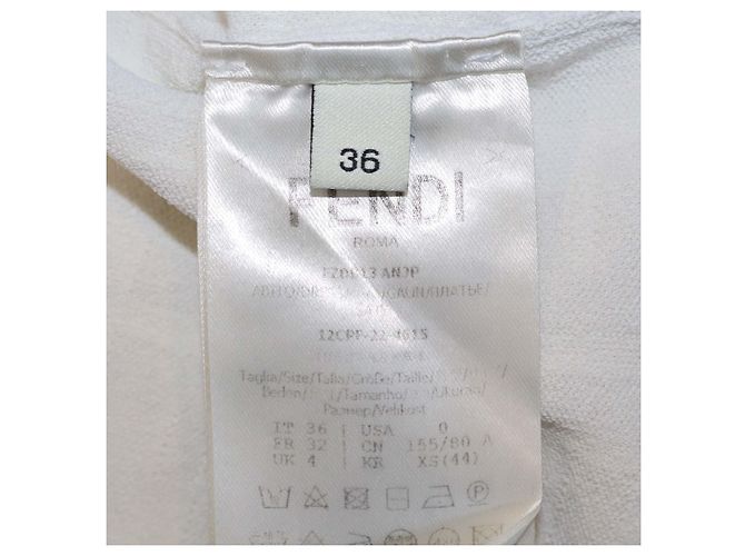 Fendi Off White FF Strick-Bodycon-Midikleid mit langen Ärmeln Aus weiß - Ansicht 5