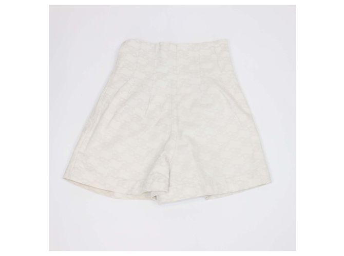Fendi Off White Denim Shorts mit FF-Print und hoher Taille Roh - Ansicht 2