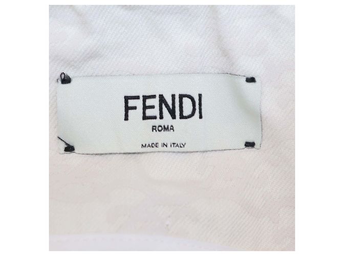 Fendi Off White Denim Shorts mit FF-Print und hoher Taille Roh - Ansicht 4