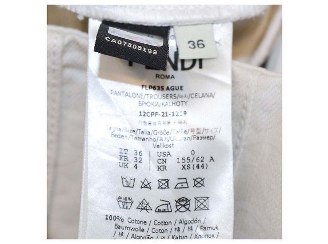 Fendi Off White Denim Shorts mit FF-Print und hoher Taille Roh - Ansicht 5