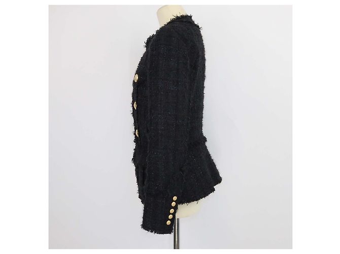 Giacca a maniche lunghe in tweed metallizzato nero Balmain - vista 2