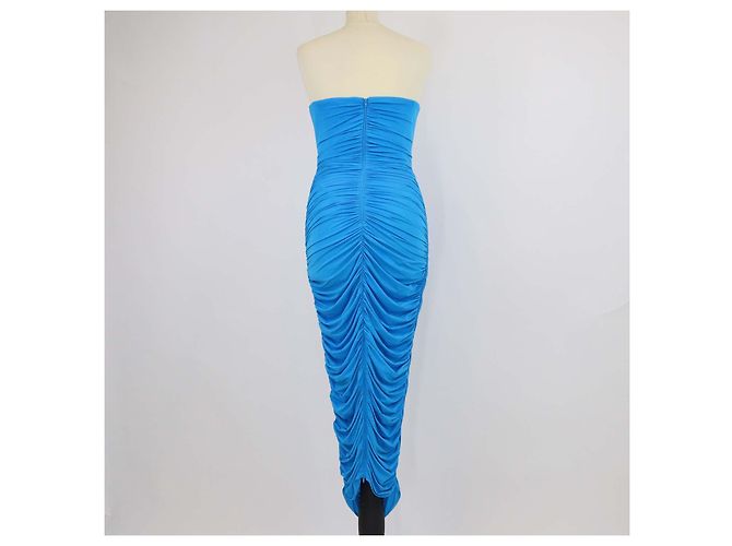 Autre Marque Alex Perry Blaues gerafftes trägerloses Midikleid - Ansicht 3