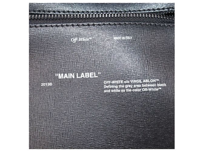 Off White Off-White Leder-Tote mit diagonalen Streifen Schwarz/Weiß - Ansicht 6