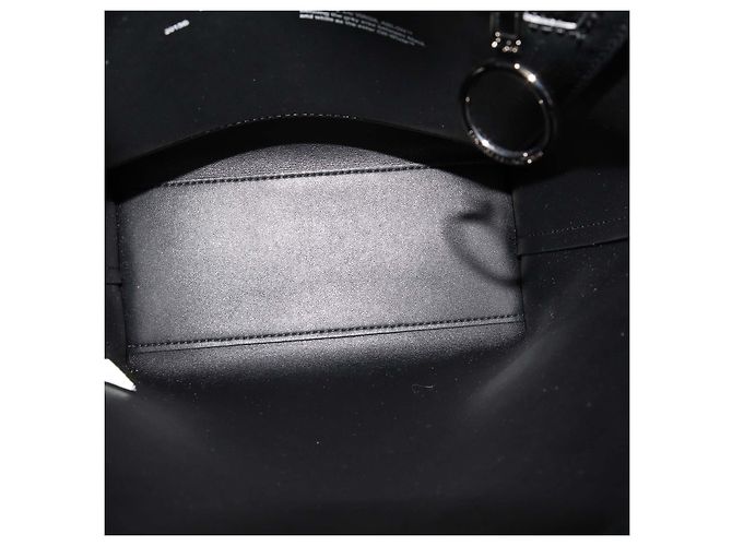 Off White Off-White Leder-Tote mit diagonalen Streifen Schwarz/Weiß - Ansicht 7