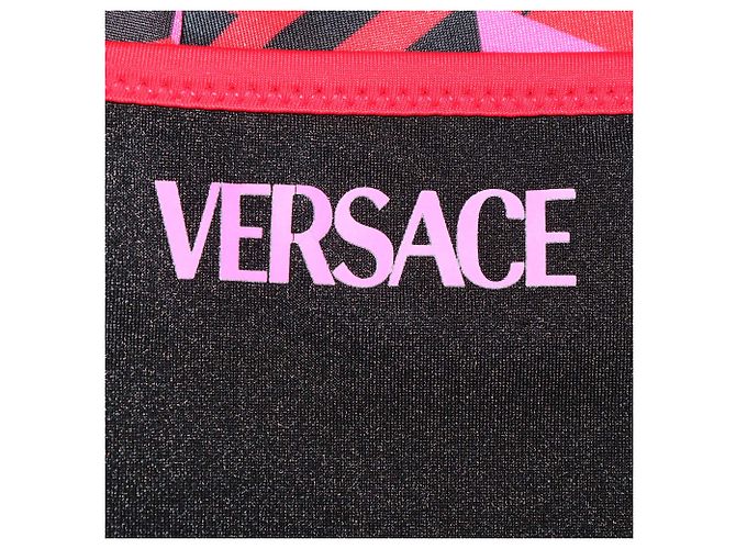Versace einteiliger Badeanzug aus rotem Jersey mit geometrischem Logo-Print - Ansicht 5