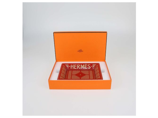 Hermès Hermes Rouge/Or Porcelain Hermes Sellier Change Tray Red - view 10